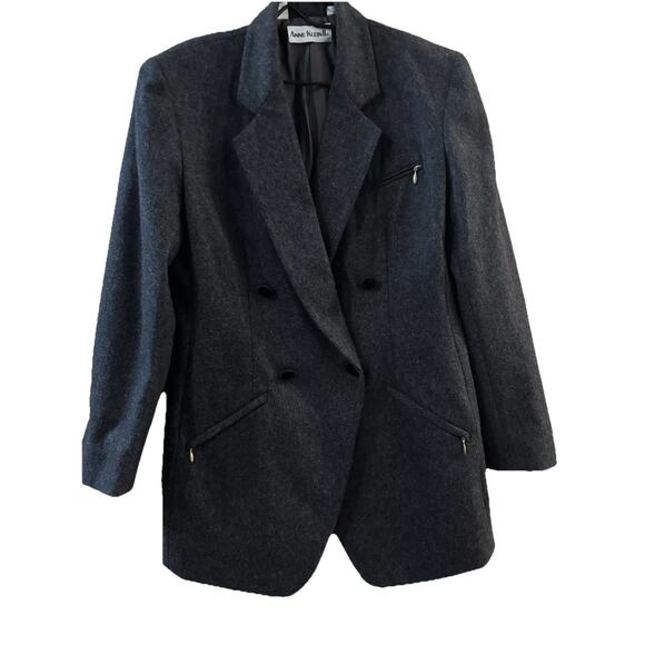 Anne Klein II 100% Wool Blazer Gray Old Money Business Corpcore Professional - Picture 1 of 8